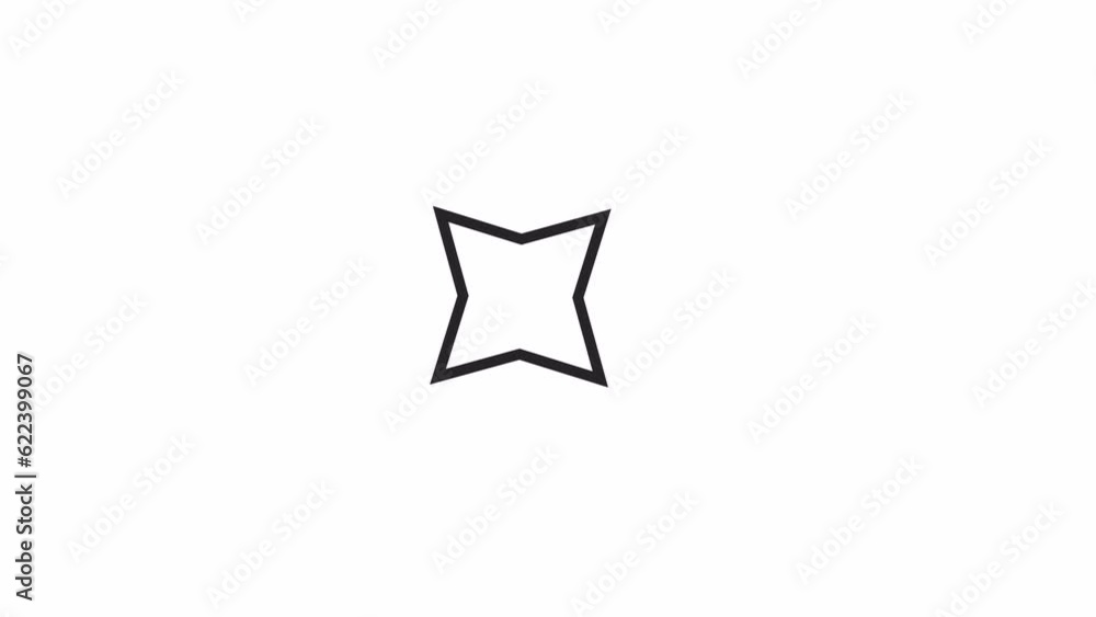 Poster shining star bw 2d object animation. twinkling flare. sparkling, flickering outline cartoon 4k video