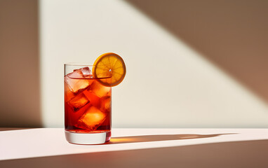 glass with juice and ice
