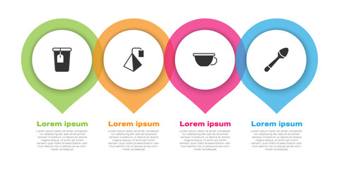 Set Cup with tea bag, Tea, of and Teaspoon. Business infographic template. Vector