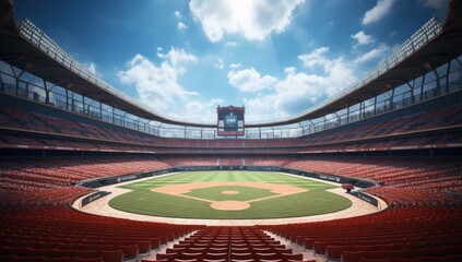 Baseball stadium seen from the inside, Generative AI
