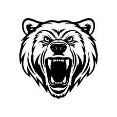 Vector roaring Russian bear isolated on white background