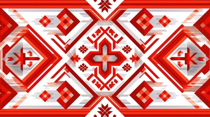 folk symbol, pattern, red ornament.Generative AI