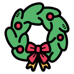 Wreath filled outline icon style