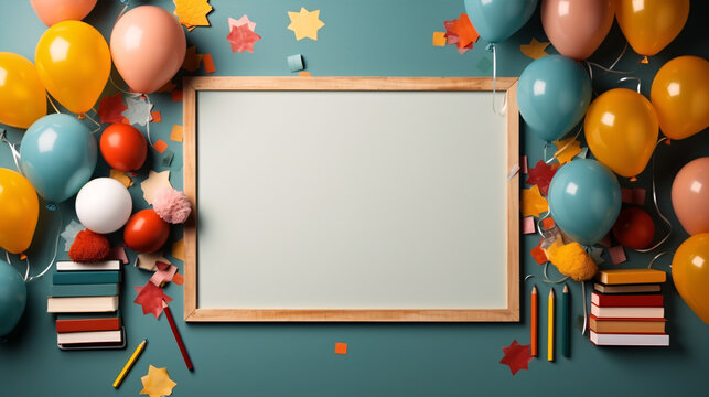 Back to School Template Frame. Chalkboard style. - Powered by Adobe