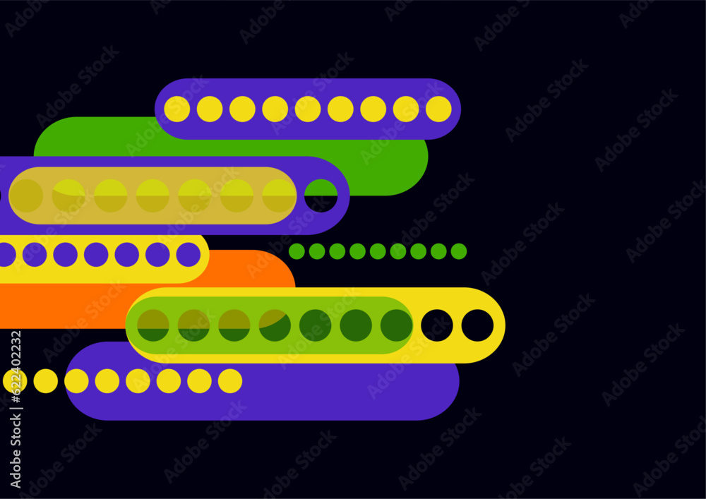 Poster abstract geometric colorful background with circles, rounded rectangles. graphic pattern of simple s