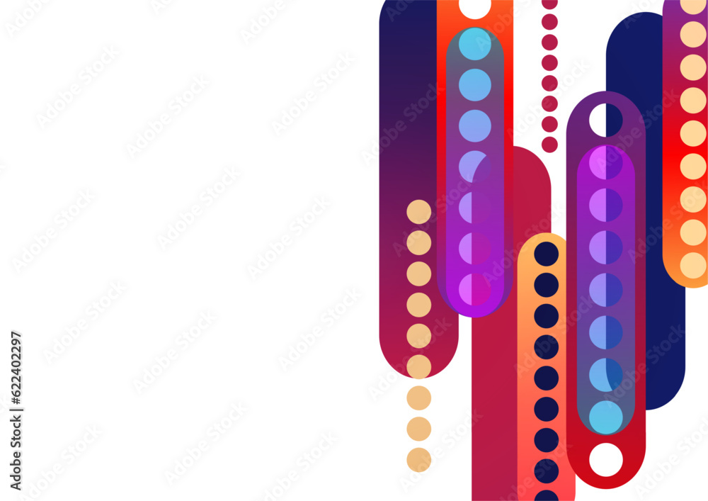 Poster abstract geometric colorful background with circles, rounded rectangles. graphic pattern of simple s