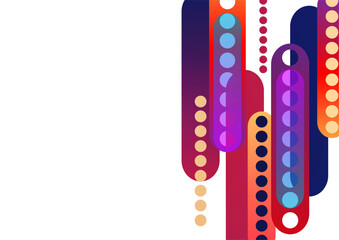 Obraz premium Abstract geometric colorful background with circles, rounded rectangles. Graphic pattern of simple shapes. Vector