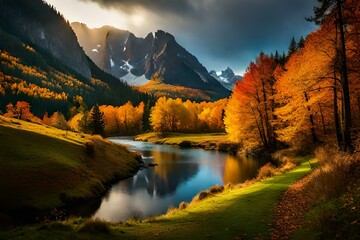 Fototapeta premium autumn in the mountains generated ai