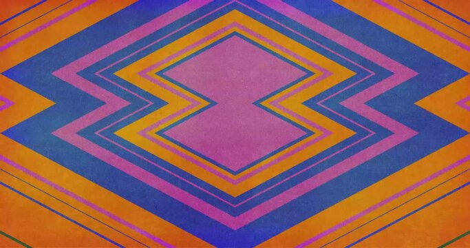  60s geometric psychedelic pattern animation. Grain texture risograph.