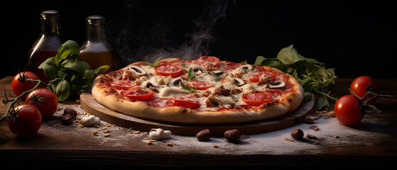 Obraz na płótnie Canvas Professional photo of delicious pizza