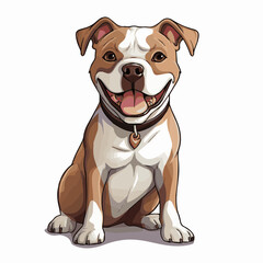 Obraz premium simple cartoon clipart pitbull dog white background