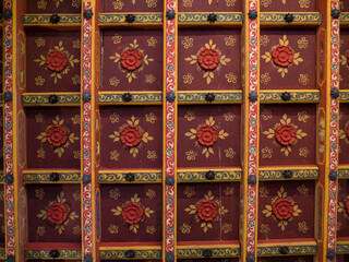 Hand crafted wooden roof in one of the palace