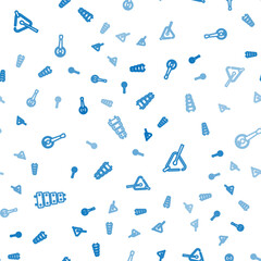 Set line Xylophone, Triangle and Banjo on seamless pattern. Vector