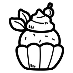 cupcake line icon style