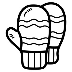 mittens line icon style