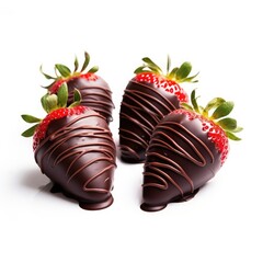 Chocolate Covered Strawberries isolated on white (generative AI)