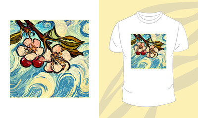 Vector graphic t-shirt design, with colorfull