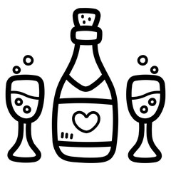 champagne line icon style