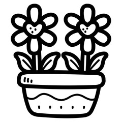 flowers line icon style