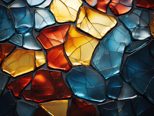 A close up of a colorful glass mosaic. Generative AI.