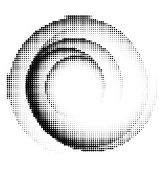 Stipple swirl circle. Halftone gradient vortex © RDVector