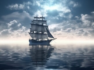Fototapeta na wymiar Sailing ship on a sea cruise. Yachting. Travel. Created with Generative AI technology.