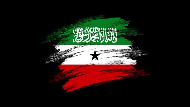 4K Paint Brush Somaliland Flag with Alpha Channel. Waving Brushed Somaliland Banner. Transparent Background Texture Fabric Pattern High Detail.