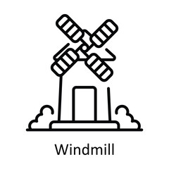 Windmill Outline Icon Design illustration. Smart Industries Symbol on White background EPS 10 File