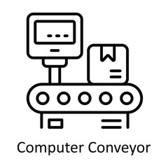 Computer Conveyor Outline Icon Design illustration. Smart Industries Symbol on White background EPS 10 File