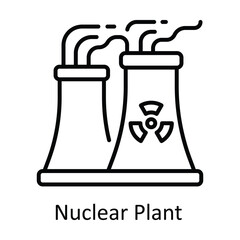 Nuclear Plant Outline Icon Design illustration. Smart Industries Symbol on White background EPS 10 File