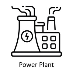 Power Plant Outline Icon Design illustration. Smart Industries Symbol on White background EPS 10 File