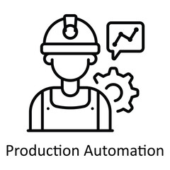 Production Automation Outline Icon Design illustration. Smart Industries Symbol on White background EPS 10 File