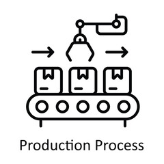 Production Process Outline Icon Design illustration. Smart Industries Symbol on White background EPS 10 File