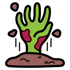 zombie hand filled outline icon style