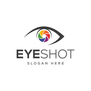 Camera photography with eye logo, icon, and design template. Eye logo concept vector