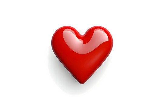 Red 3D heart on a white solid background.