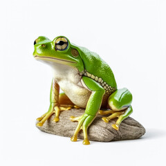 Obraz premium Europäischer grüner Laubfrosch ( Hyla arborea), weißer Hintergrund, Generative AI