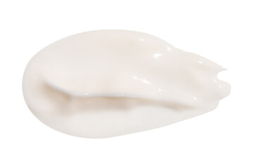 A smear of cream on a white background