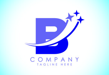 Initial alphabet B with swoosh and star sign. Shooting star logo design vector template for business and company identity © BakiBullah