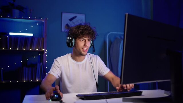 Angry screaming arabic gamer loser in online game or e-sport match
