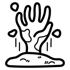 Obraz premium zombie hand line icon style