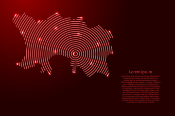 Jersey map from futuristic concentric red circles and glowing stars for banner, poster, greeting card
