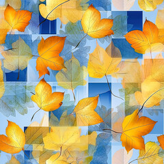 Fototapeta na wymiar Seamless pattern of multi-colored autumn leaves. AI generated.