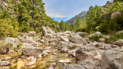 La Pesquera natural area with the ulldemo river in its path. In Beceite, Matarraña Region, Teruel, Aragon, Spain