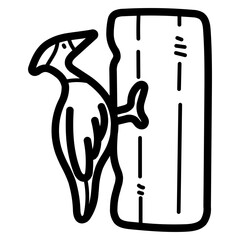woodpecker line icon style