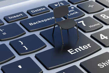 Fototapeta premium Office Chair on laptop keyboard. 3D rendering