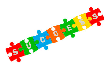 Success word from puzzles, 3D rendering