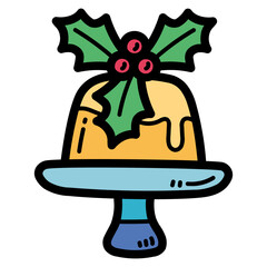 christmas pudding filled outline icon style