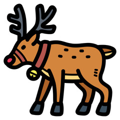 reindeer filled outline icon style