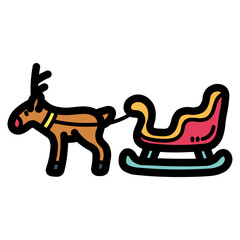 sleigh filled outline icon style
